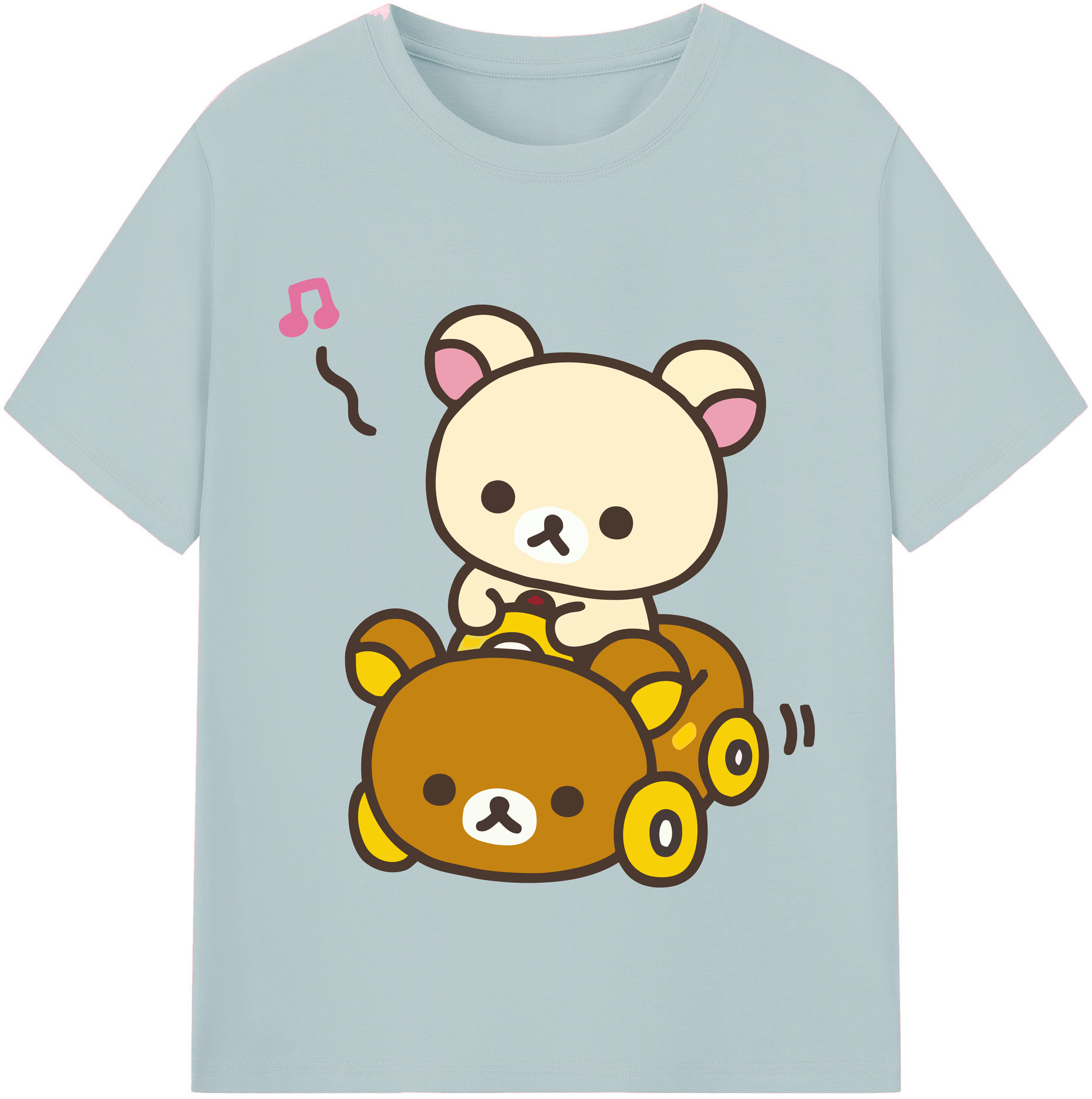 （画像用） リラックマ リラックマ キイロイトリ Rilakkuma Korilakkuma Kiiroitori 綿100％半袖Tシャツ（フロントプリント）